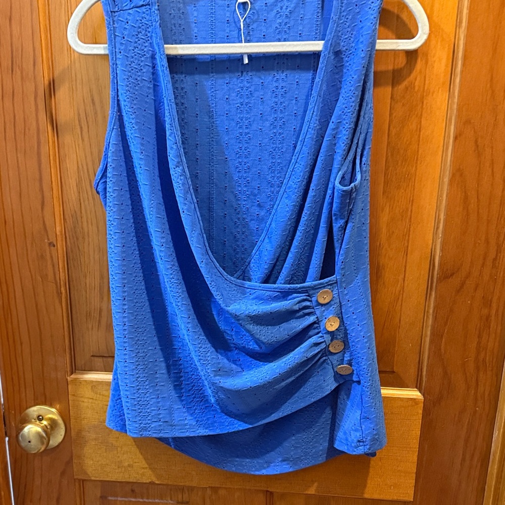 XL Elegant Blue Women's Drape Top